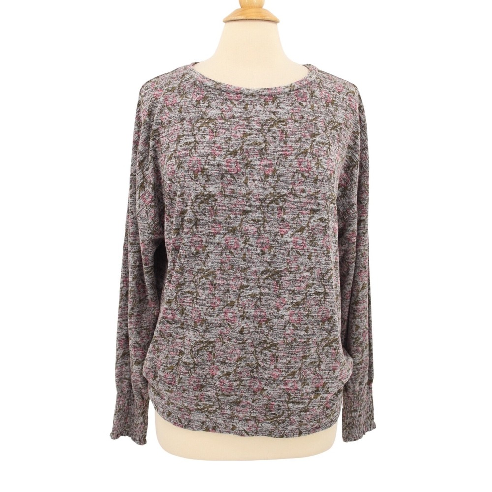 Lucky‎ Brand Sweater womens M Floral Smocked Cuffs Soft Boho Cottagecore